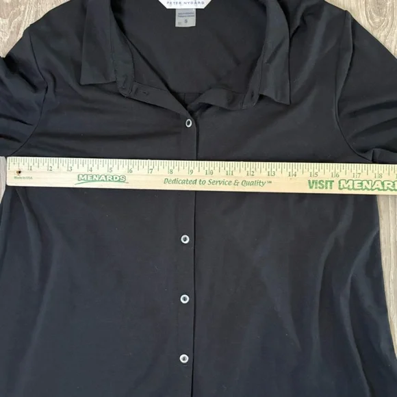 Peter Nygard Tunic Womens Sz S Black Top Blouse Stretch Shirt Lagenlook​​ - Picture 3 of 7